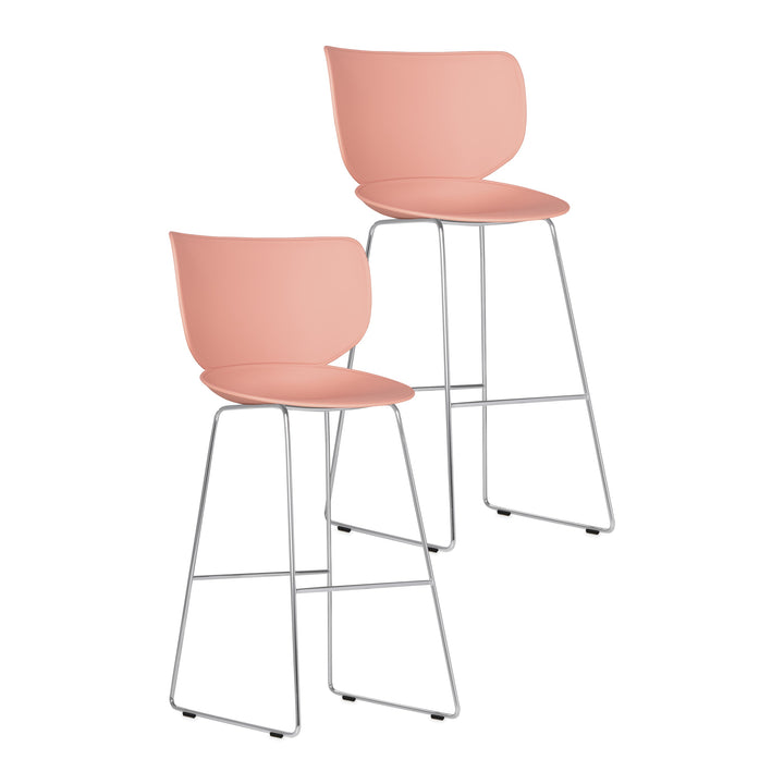 Hana Stool (Set of 2) Furniture Moooi Dusty Pink Chrome Bar: 29.9 in height