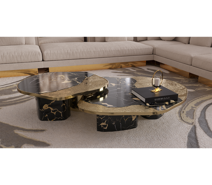 ophelia portoro marble and gold center table Coffee Tables Boca Do Lobo