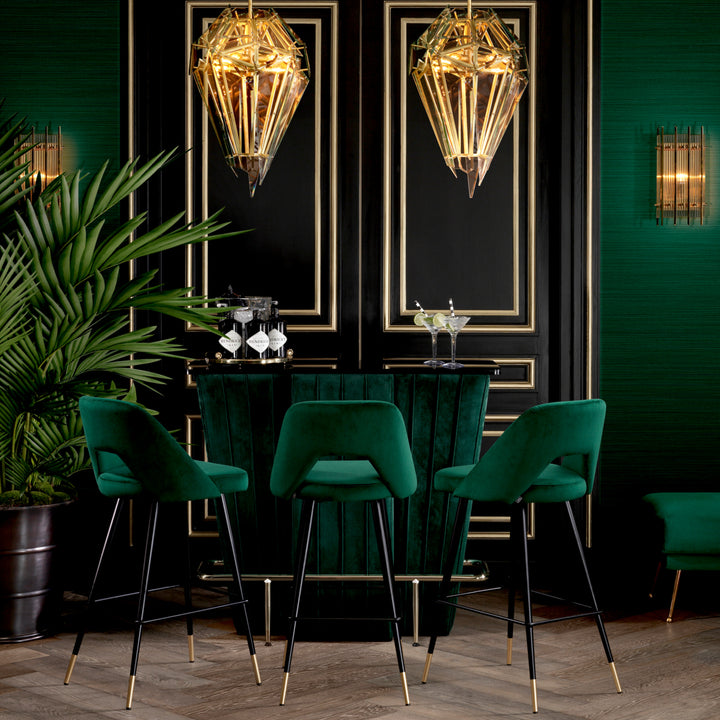 Bar Stool Avorio Roche Green Velvet Chairs Eichholtz