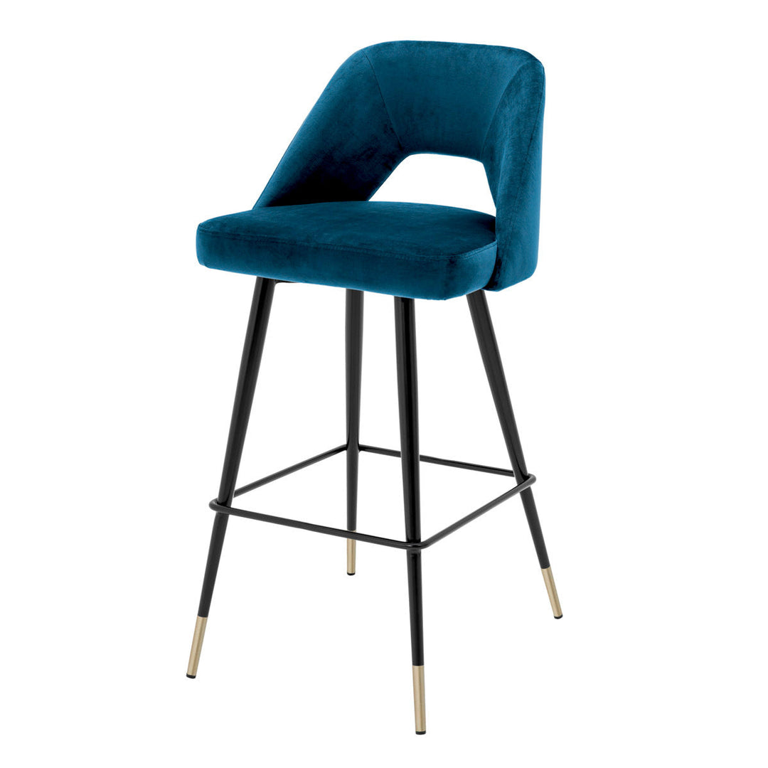 Bar Stool Avorio Roche Blue Velvet Chairs Eichholtz