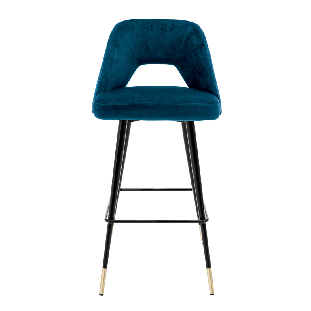 Bar Stool Avorio Roche Blue Velvet Chairs Eichholtz