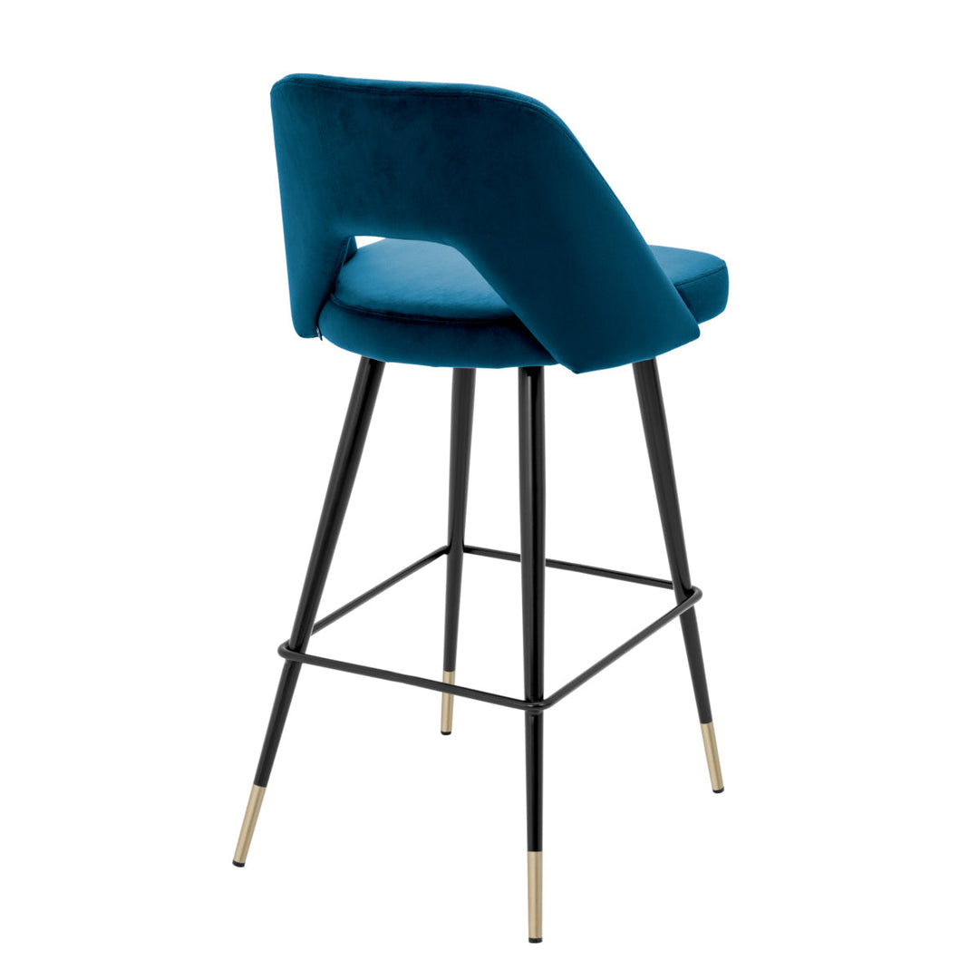 Bar Stool Avorio Roche Blue Velvet Chairs Eichholtz