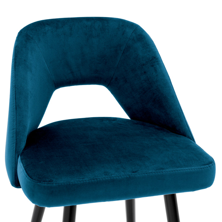Bar Stool Avorio Roche Blue Velvet Chairs Eichholtz