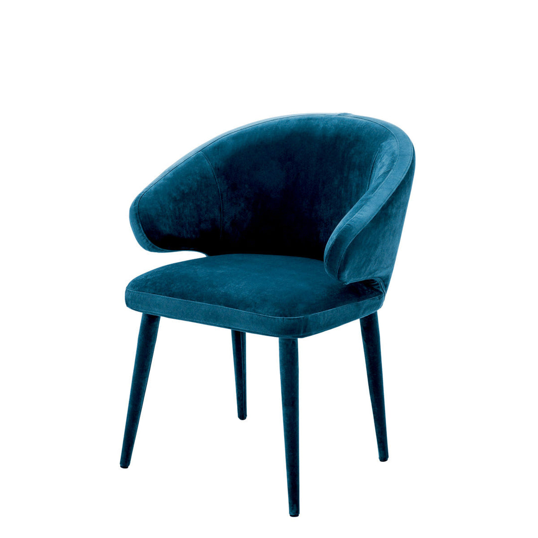 Dining Chair Cardinale Roche Teal Blue Velvet Furniture Eichholtz