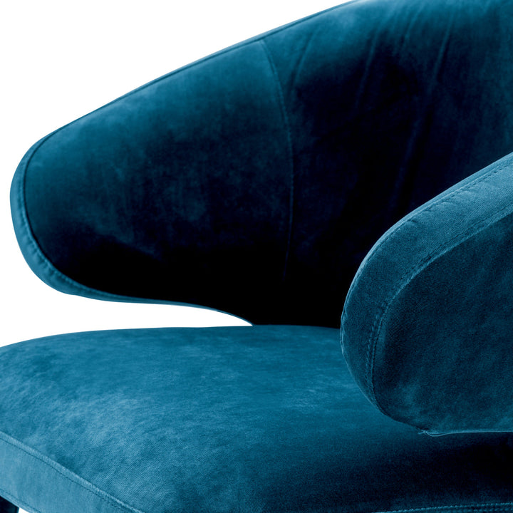 Dining Chair Cardinale Roche Teal Blue Velvet Furniture Eichholtz