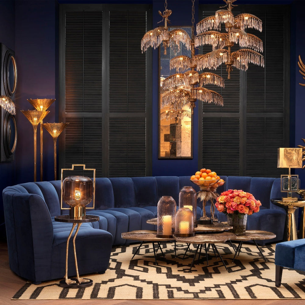 Modular Sofa Lando Savona Midnight Blue Velvet Furniture Eichholtz