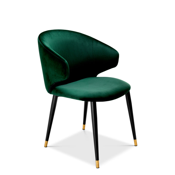 Dining Chair Volante With Arm Roche Dark Green Velvet Furniture Eichholtz