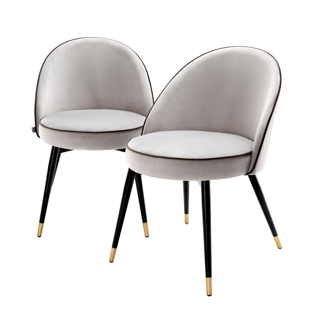 Dining Chair Cooper Set Of 2 Roche Light Grey Velvet Furniture Eichholtz
