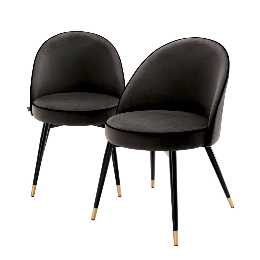 Dining Chair Cooper Set Of 2 Roche Dark Grey Velvet Furniture Eichholtz