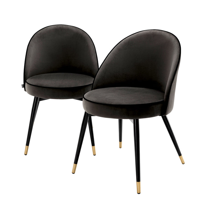 Dining Chair Cooper Set Of 2 Roche Dark Grey Velvet Furniture Eichholtz