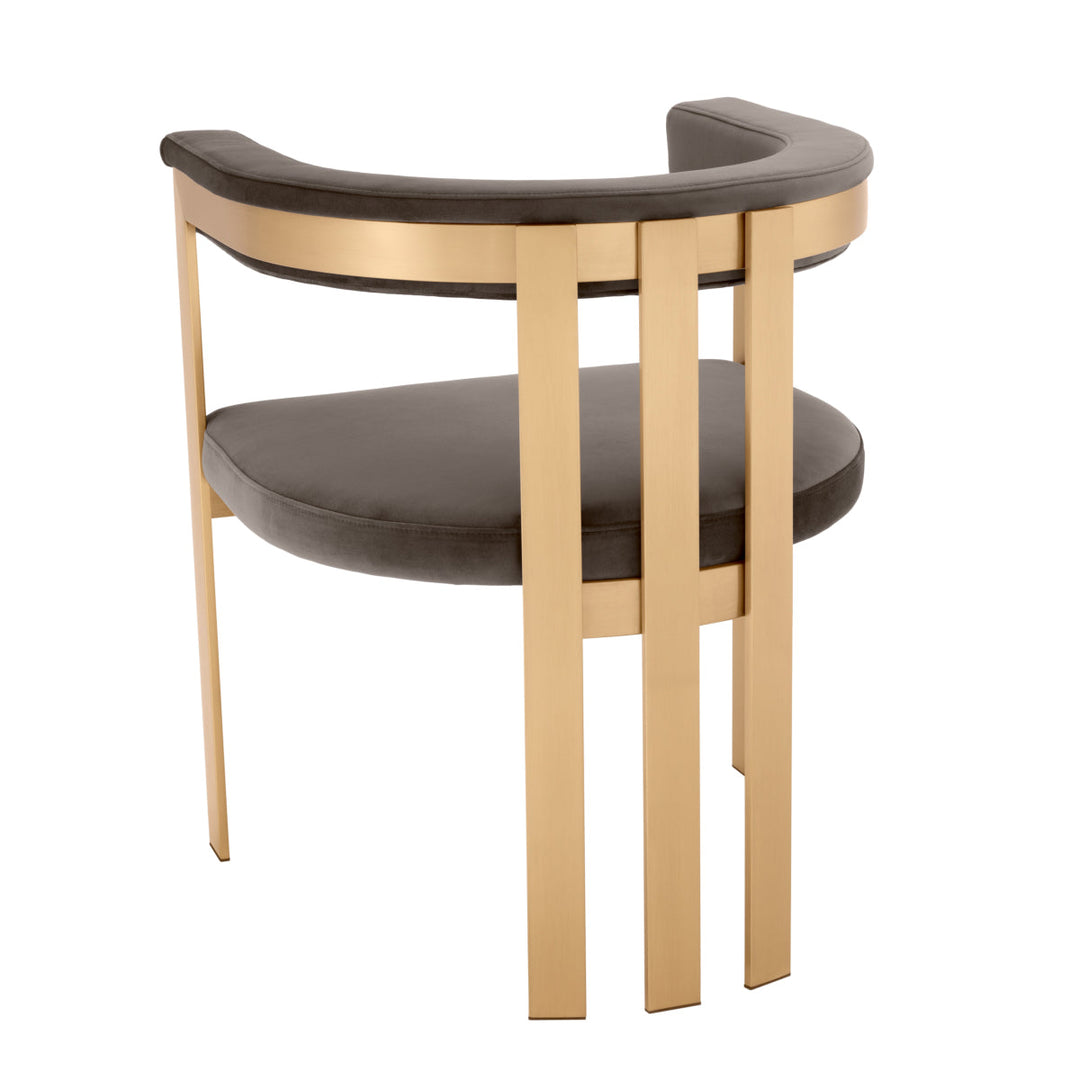 Dining Chair Clubhouse Brushed Brass Finish Savona Grey Velvet Furniture Eichholtz