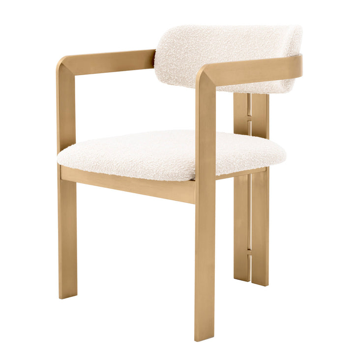 Dining Chair Donato Brushed Brass Finish Boucl&Eacute; Cream Furniture Eichholtz