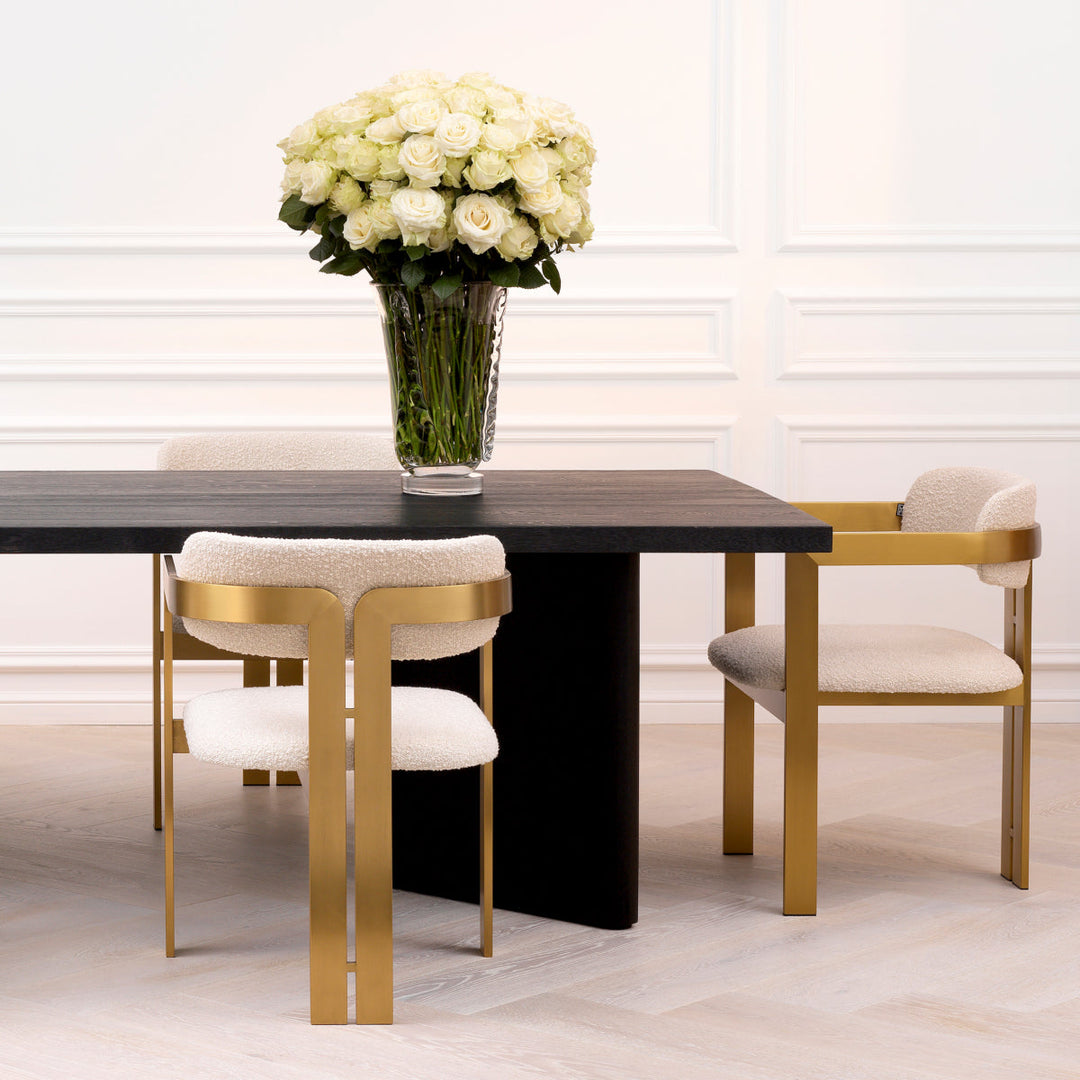 Dining Chair Donato Brushed Brass Finish Boucl&Eacute; Cream Furniture Eichholtz