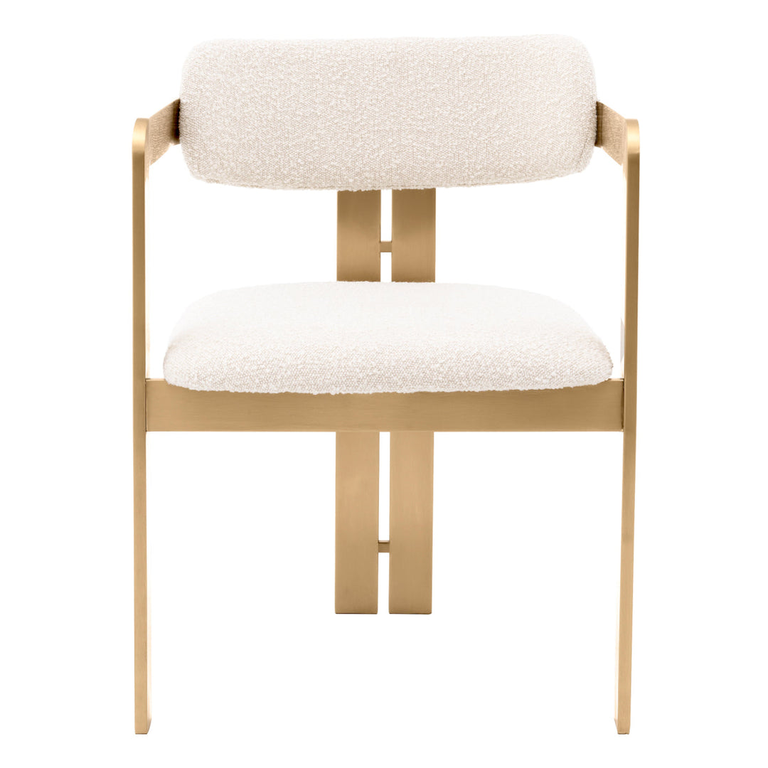 Dining Chair Donato Brushed Brass Finish Boucl&Eacute; Cream Furniture Eichholtz