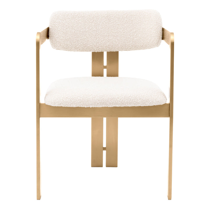 Dining Chair Donato Brushed Brass Finish Boucl&Eacute; Cream Furniture Eichholtz