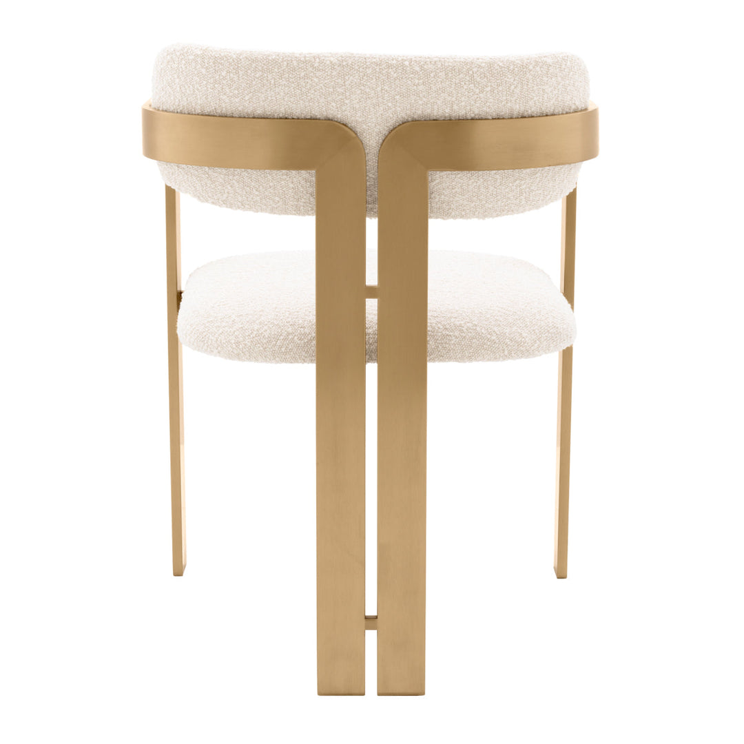 Dining Chair Donato Brushed Brass Finish Boucl&Eacute; Cream Furniture Eichholtz