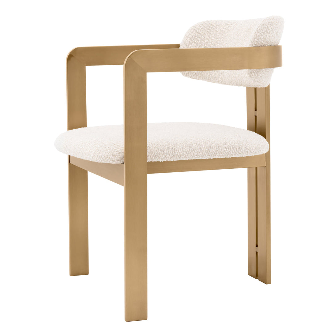 Dining Chair Donato Brushed Brass Finish Boucl&Eacute; Cream Furniture Eichholtz