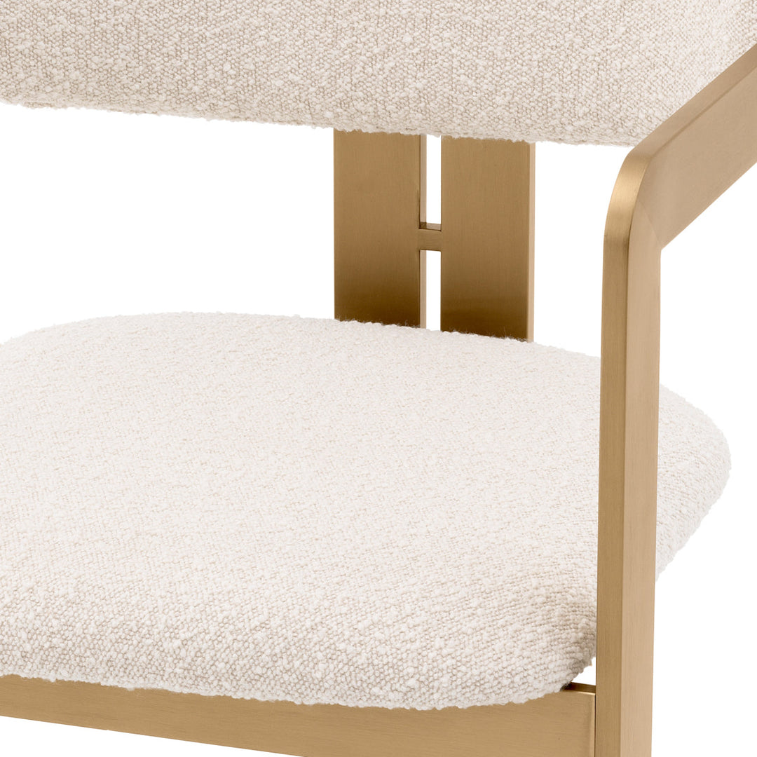 Dining Chair Donato Brushed Brass Finish Boucl&Eacute; Cream Furniture Eichholtz