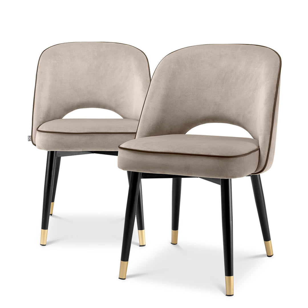 Dining Chair Cliff Set Of 2 Savona Greige Velvet Furniture Eichholtz