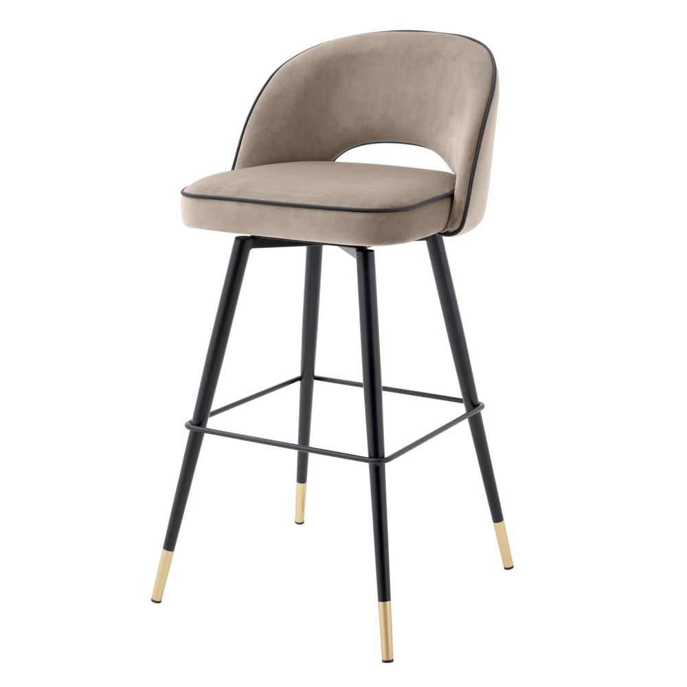 Bar Stool Cliff Set Of 2 Savona Greige Velvet Furniture Eichholtz