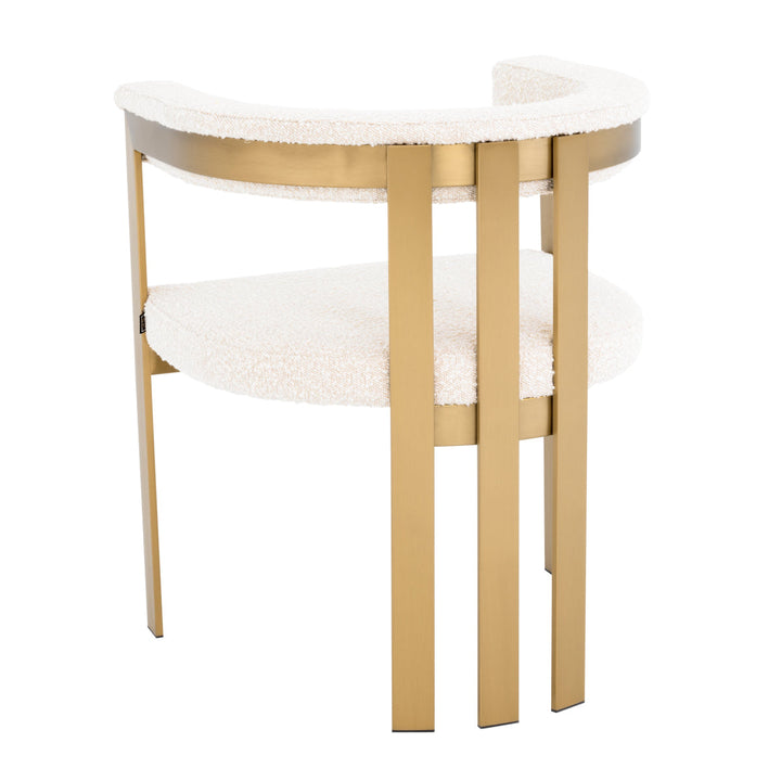 Dining Chair Clubhouse Brushed Brass Finish Boucl&Eacute; Cream Furniture Eichholtz