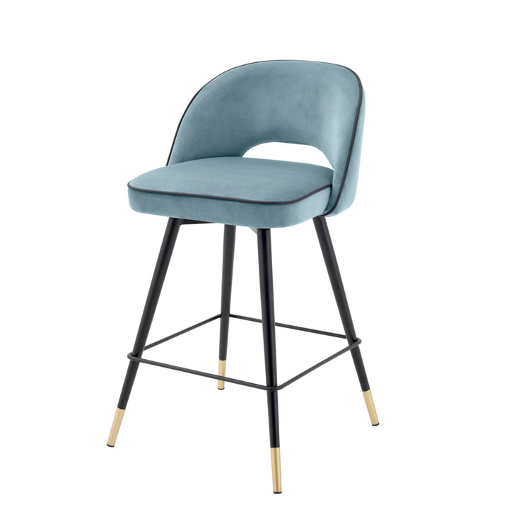 Counter Stool Cliff Set Of 2 Savona Blue Velvet Furniture Eichholtz