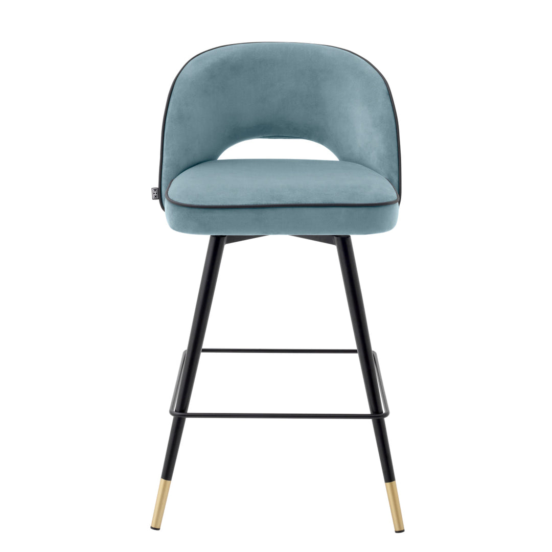 Counter Stool Cliff Set Of 2 Savona Blue Velvet Furniture Eichholtz