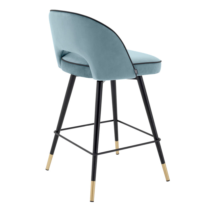 Counter Stool Cliff Set Of 2 Savona Blue Velvet Furniture Eichholtz