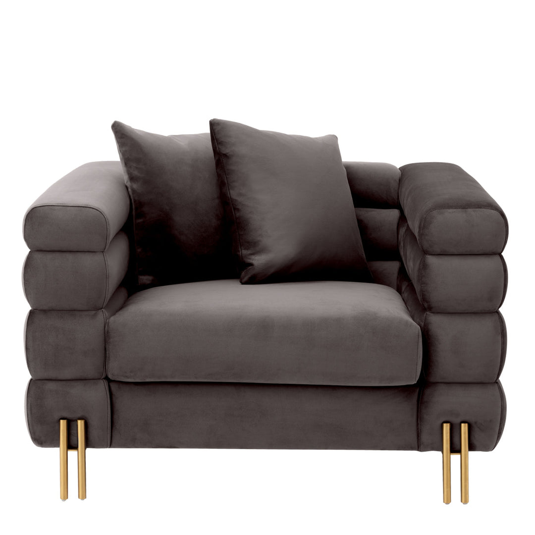 Chair York Savona Grey Velvet Furniture Eichholtz