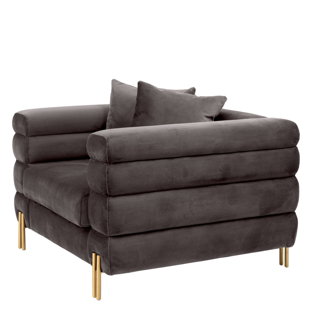 Chair York Savona Grey Velvet Furniture Eichholtz