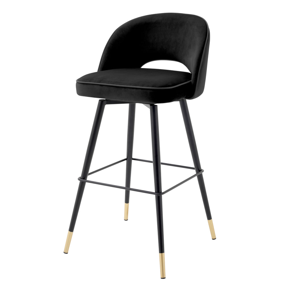 Bar Stool Cliff Set Of 2 Roche Black Velvet Furniture Eichholtz