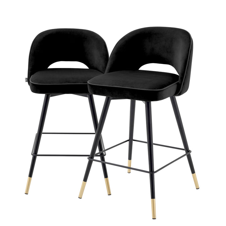 Counter Stool Cliff Set Of 2 Roche Black Velvet Furniture Eichholtz