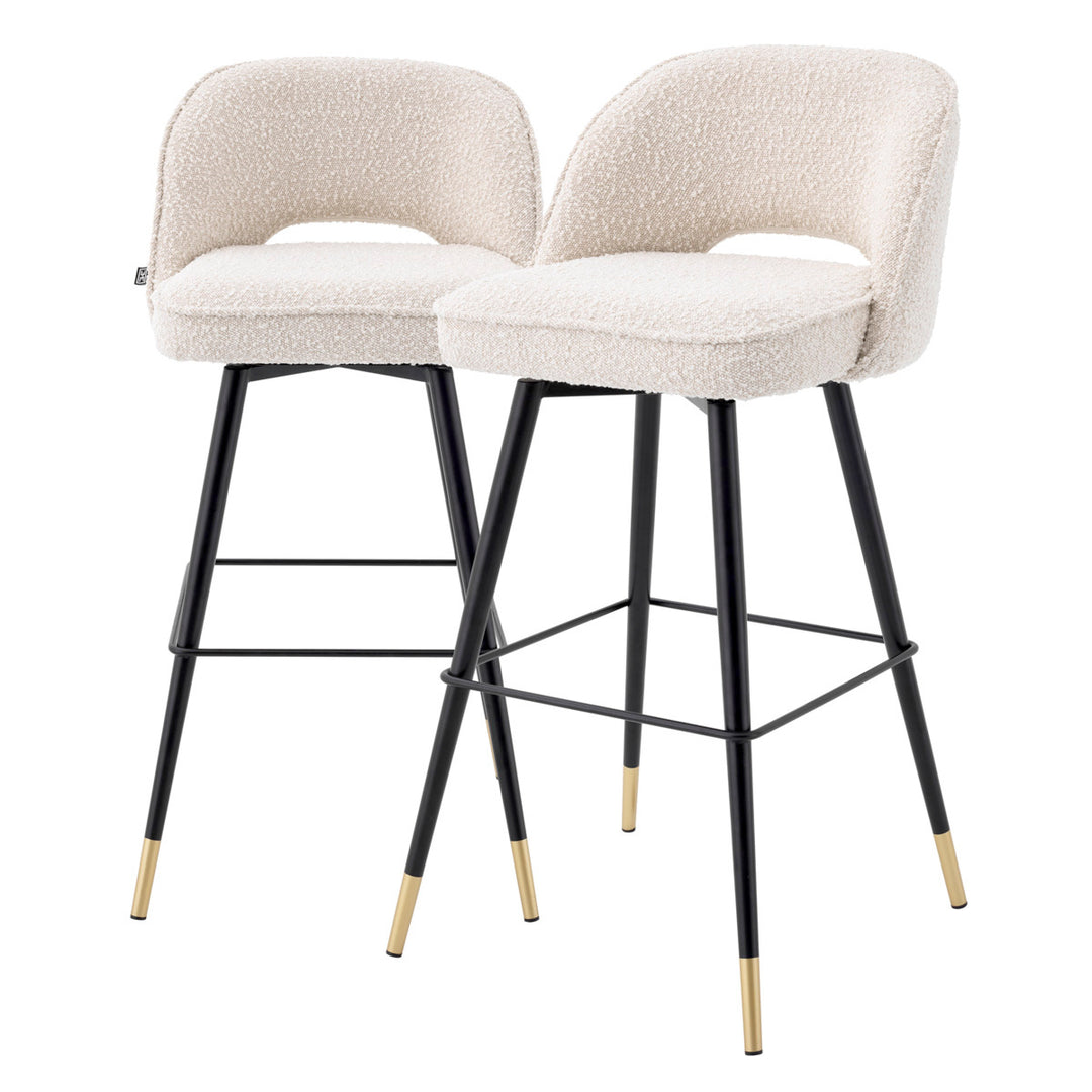 Bar Stool Cliff Set Of 2 Boucl&Eacute; Cream Furniture Eichholtz