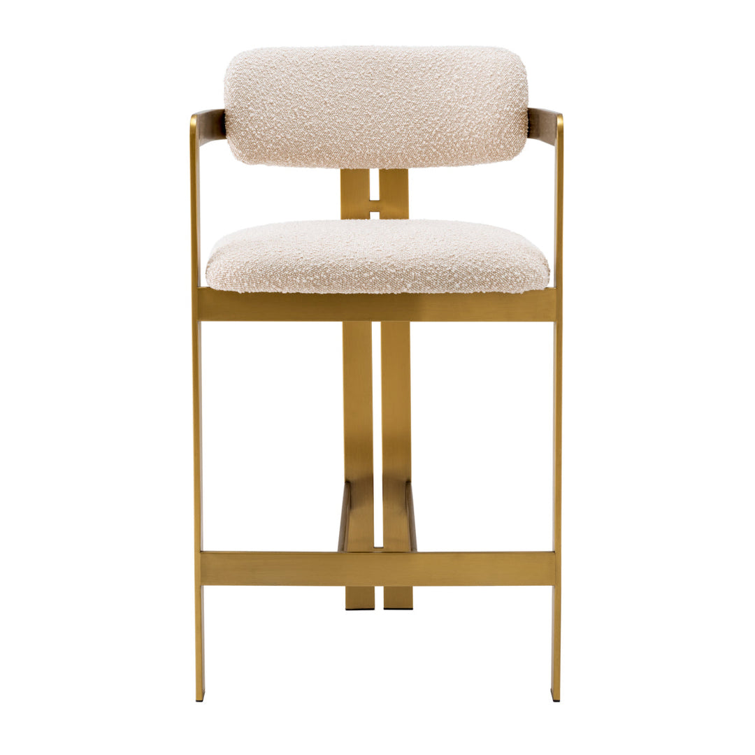 Counter Stool Donato Brushed Brass Finish Boucl&Eacute; Cream Furniture Eichholtz