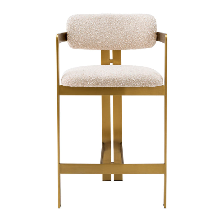Counter Stool Donato Brushed Brass Finish Boucl&Eacute; Cream Furniture Eichholtz