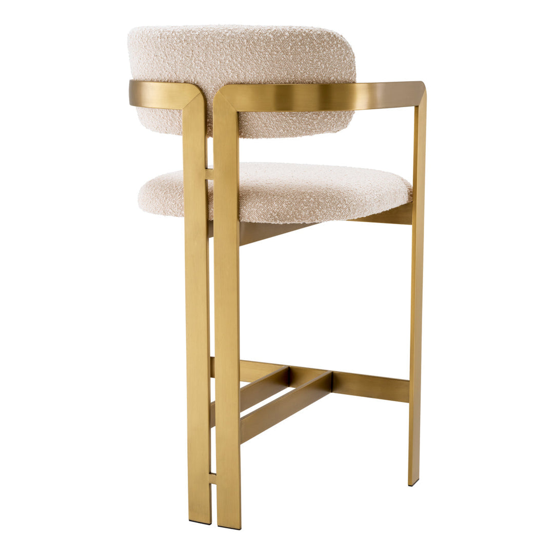 Counter Stool Donato Brushed Brass Finish Boucl&Eacute; Cream Furniture Eichholtz