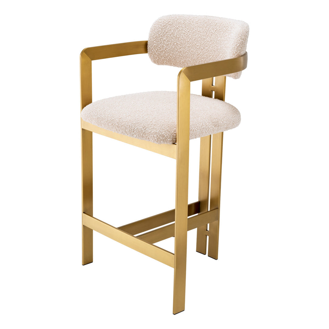 Counter Stool Donato Brushed Brass Finish Boucl&Eacute; Cream Furniture Eichholtz