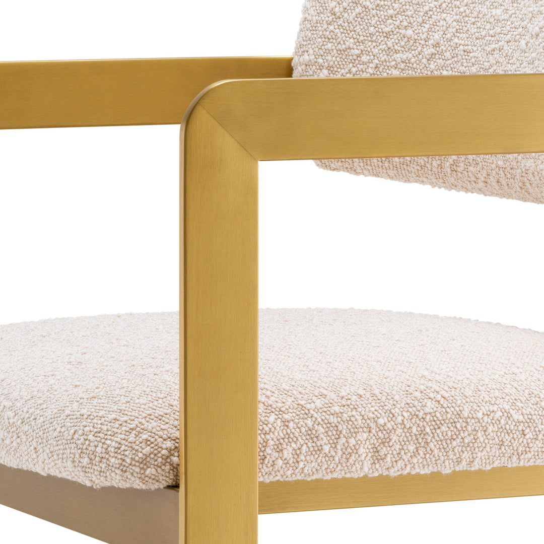 Counter Stool Donato Brushed Brass Finish Boucl&Eacute; Cream Furniture Eichholtz
