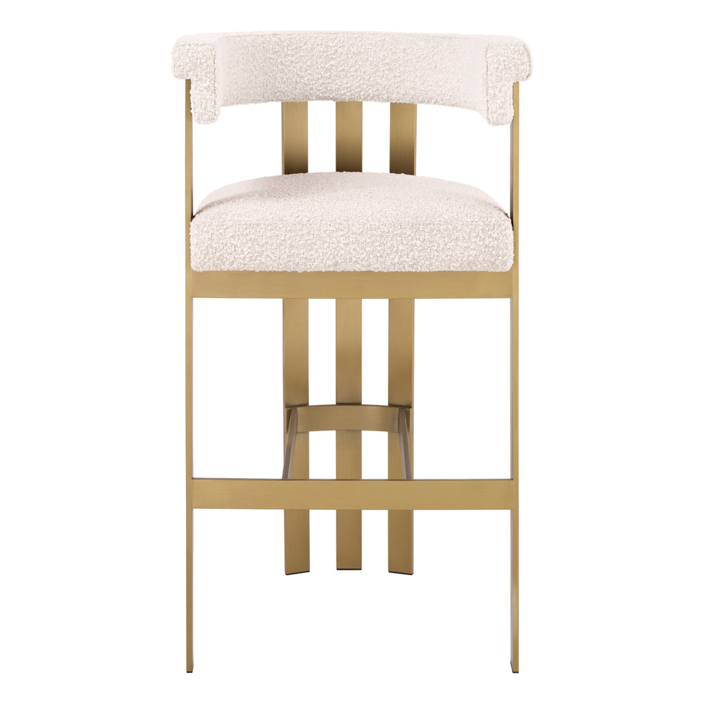 Bar Stool Clubhouse Brushed Brass Finish Boucl&Eacute; Cream Furniture Eichholtz