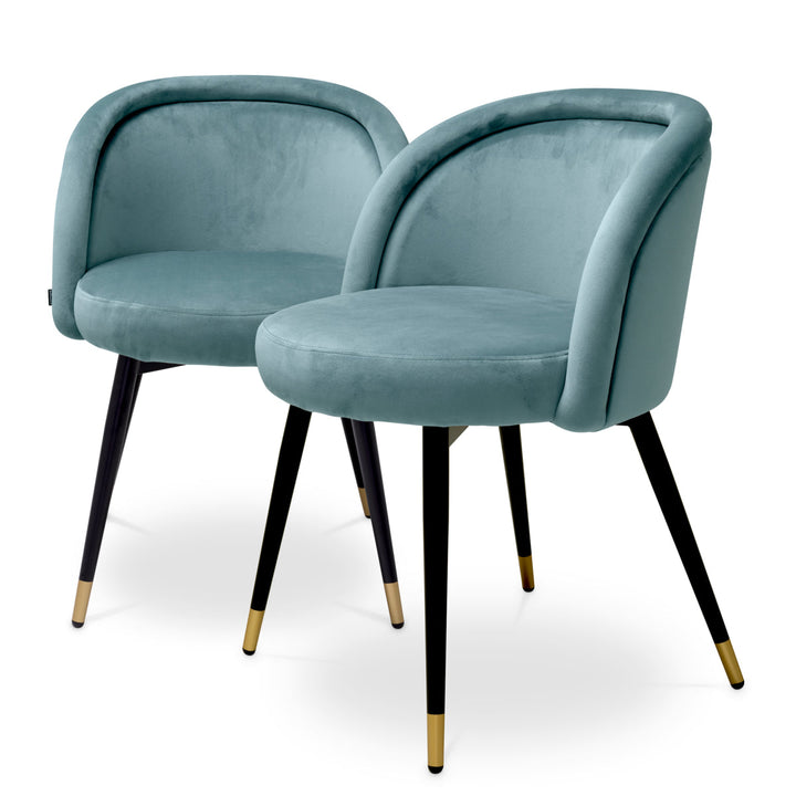 Dining Chair Chloé Set Of 2 Savona Blue Velvet Furniture Eichholtz