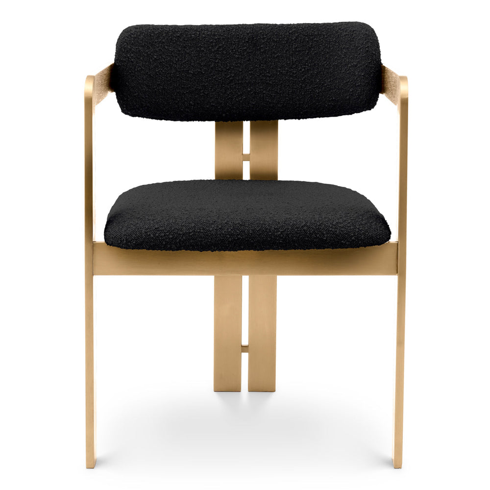 Dining Chair Donato Brushed Brass Finish Boucl&Eacute; Black Furniture Eichholtz