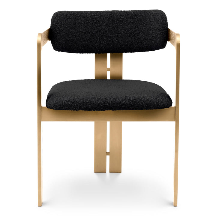 Dining Chair Donato Brushed Brass Finish Boucl&Eacute; Black Furniture Eichholtz