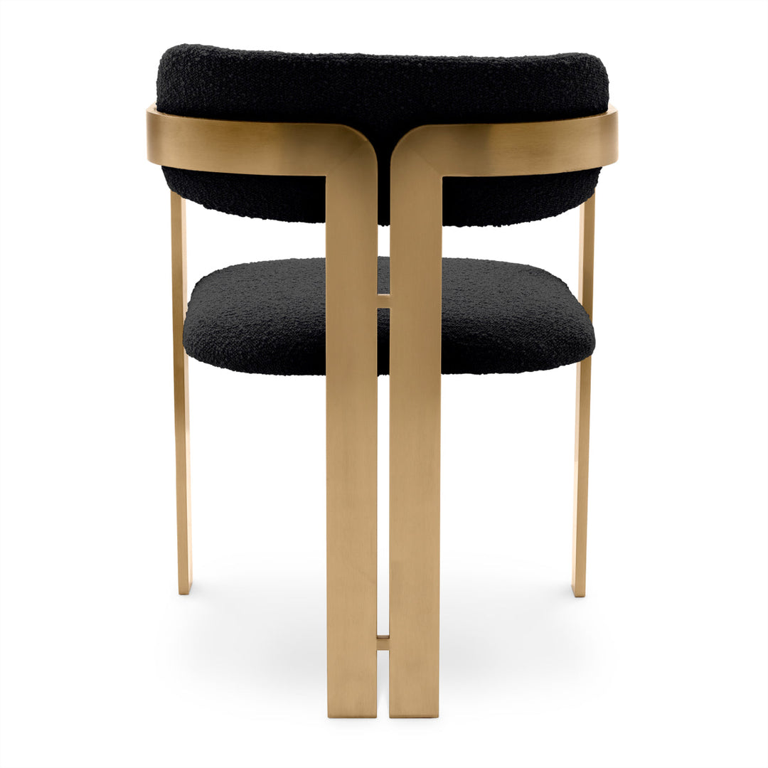 Dining Chair Donato Brushed Brass Finish Boucl&Eacute; Black Furniture Eichholtz