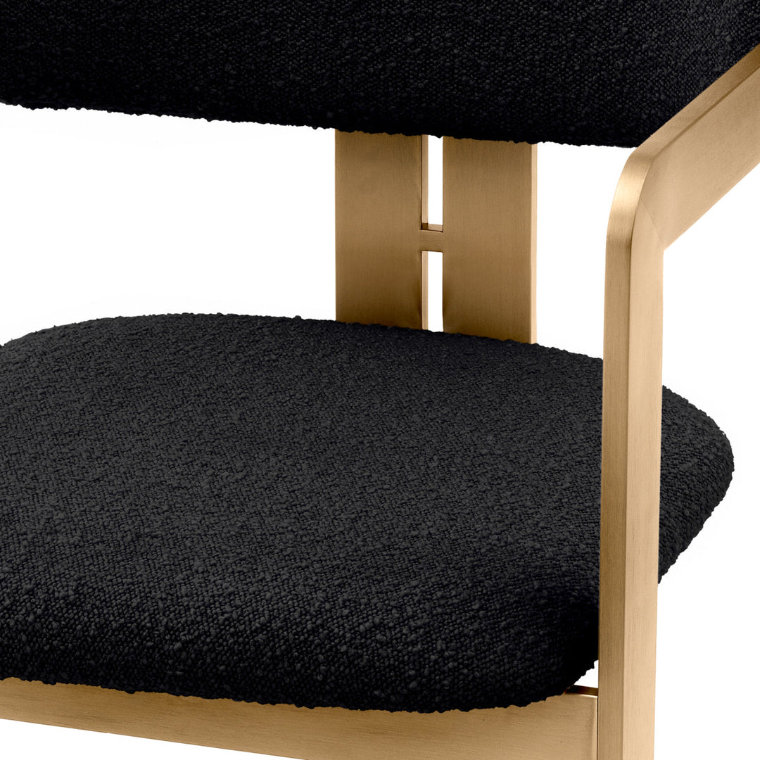 Dining Chair Donato Brushed Brass Finish Boucl&Eacute; Black Furniture Eichholtz