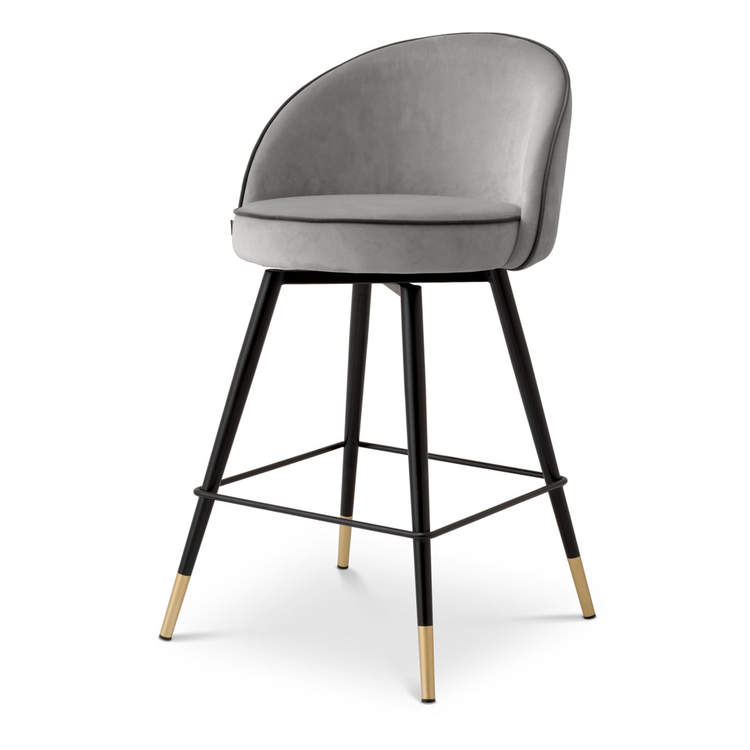 Counter Stool Cooper Set Of 2 Roche Light Grey Velvet Furniture Eichholtz