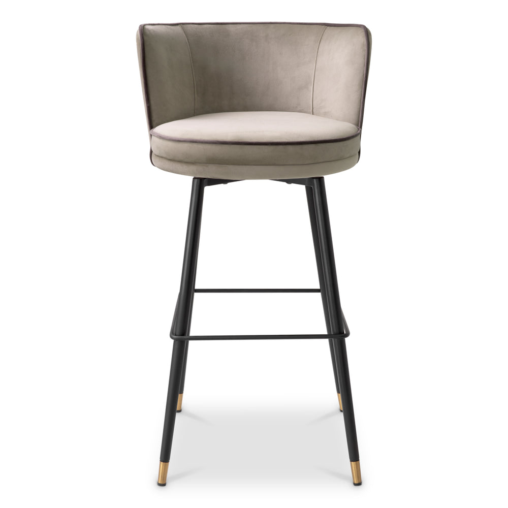 Bar Stool Grenada Savona Greige Velvet Furniture Eichholtz