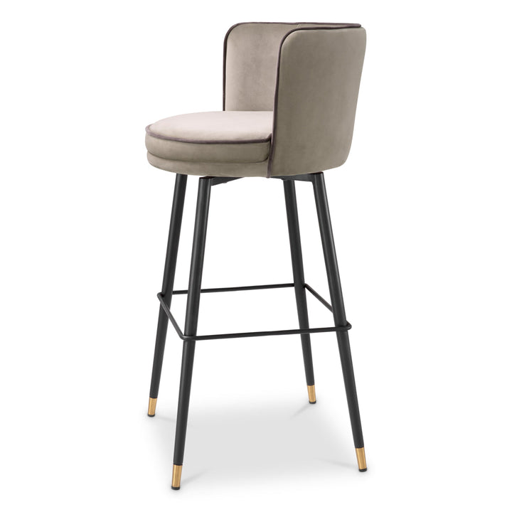Bar Stool Grenada Savona Greige Velvet Furniture Eichholtz