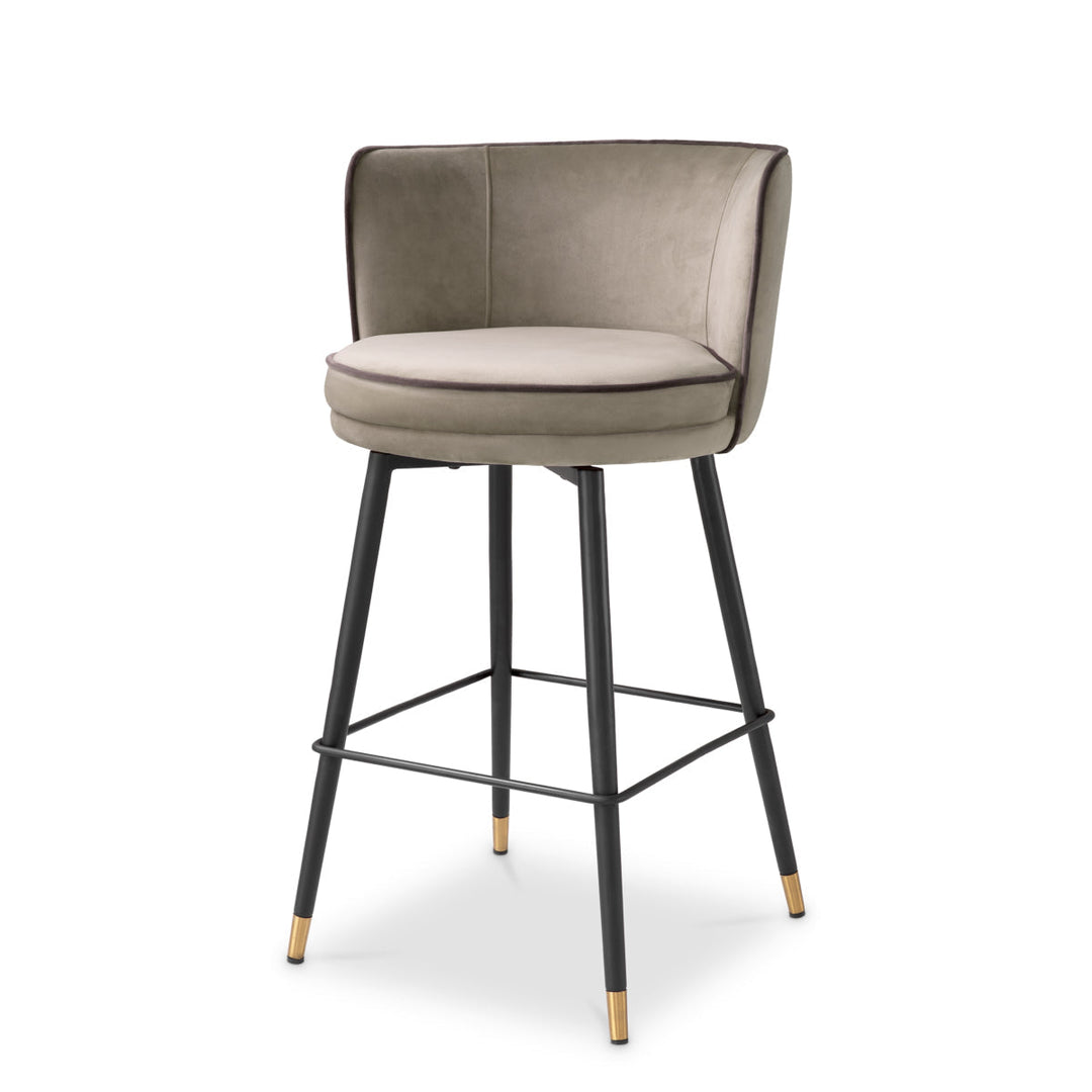 Counter Stool Grenada Savona Greige Velvet Furniture Eichholtz