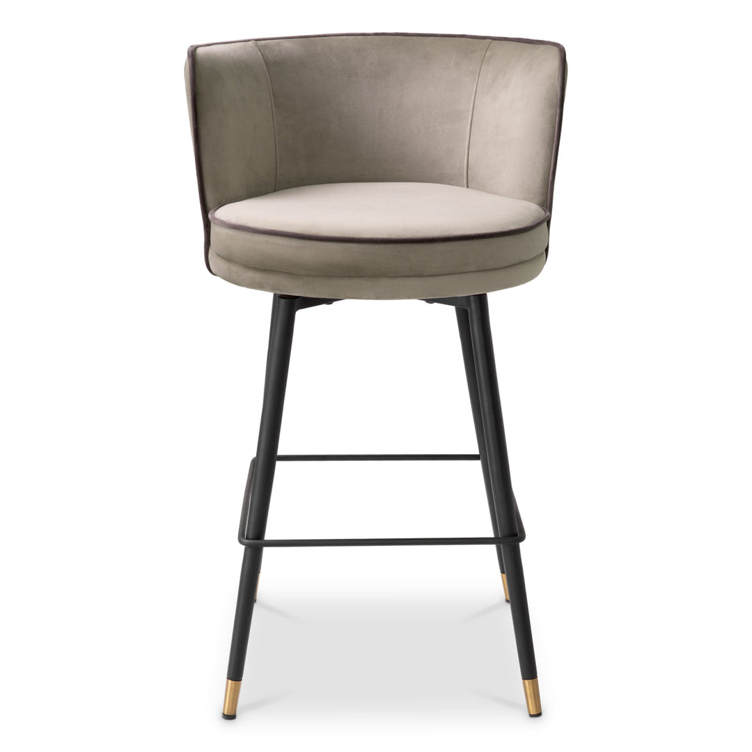 Counter Stool Grenada Savona Greige Velvet Furniture Eichholtz