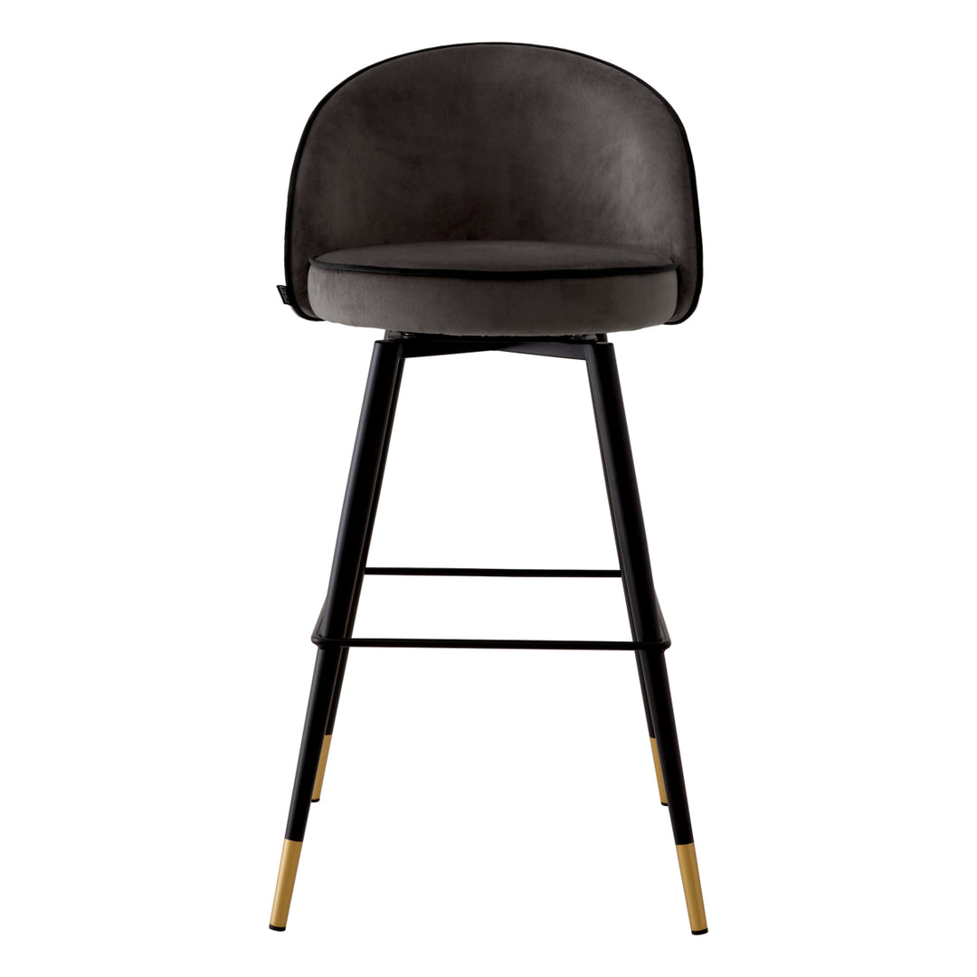Bar Stool Cooper Set Of 2 Roche Dark Grey Velvet Furniture Eichholtz
